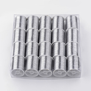 Metallic Cord for Jewelry Making, Silver, 0.1mm, about 60.14 yards(55m)/roll, 20rolls/box(MCOR-R007-03-B)