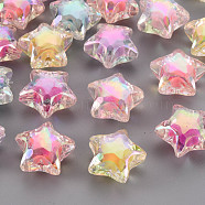 Transparent Acrylic Beads, Bead in Bead, AB Color, Faceted, Star, Mixed Color, 18.5x19.5x11.5mm, Hole: 2mm(X-TACR-S152-18D)