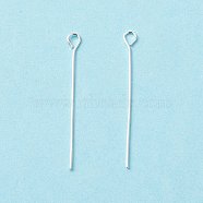 Brass Eye Pin, Cadmium Free & Lead Free, Silver, 30~30.5x3x0.5mm, 24 Gauge, Hole: 1.6mm(KK-WH0058-01D-S)