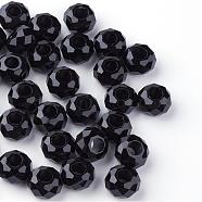 Glass European Beads, Large Hole Beads, No Metal Core, Rondelle, Black, 14x8mm, Hole: 5mm(GDA007-27)