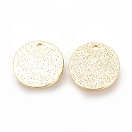 Brass Charms, Nickel Free, Real 18K Gold Plated, Flat Round, Golden, 12x1mm, Hole: 1mm(KK-Q735-22G)
