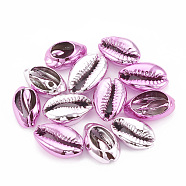 Electroplated Sea Shell Beads, Undrilled/No Hole Beads, Cowrie Shells, Violet, 17~21x11~14x6~8mm(SSHEL-S258-06D)