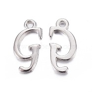 Platinum Plated Alloy Letter Pendants, Rack Plating, Letter.G, 17x8x2mm, Hole: 1.5mm(PALLOY-P097-02-G)