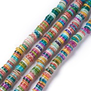 Natural Freshwater Shell Beads Strands, Dyed, Heishi Beads, Flat Round/Disc, Mixed Color, 8~8.5x1~3mm, Hole: 1mm, about 182~200pcs/strand, 15.39 inch(39.1cm)(BSHE-I016-04F)