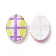 Transparent Acrylic Cabochons, for Earrings Accessories, Oval with Tartan Pattern, Medium Orchid, 18.7x13.8x3.3mm(TACR-G041-02D)