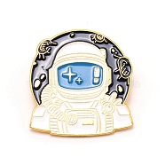 Astronaut Cartoon Enamel Pin, Zinc Alloy Enamel Brooch for Jacket Backpack Hat Pant Accessories, Midnight Blue, 30.5x29x9.5mm(JEWB-TAC0002-31)