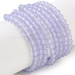 Dyed Natural White Jade Beads Strands, Smooth Round, Lilac, 4~5mm, Hole: 1mm, about 88~90pcs/strand, 14.96''(38cm)(GG-CBA9281-B01-4mm)