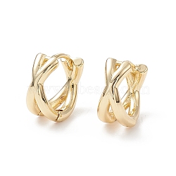 Rack Plating Brass Criss Cross Hoop Earrings for Women, Cadmium Free & Nickel Free & Lead Free, Real 18K Gold Plated, 12.5x13x7mm, Pin: 0.9mm(EJEW-B014-15G)