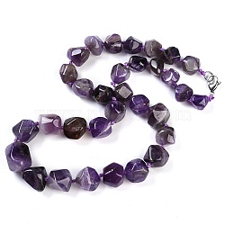 Natural Amethyst Nuggets Beaded Necklaces for Women Men, 20.08~21.26 inch(51~54cm)(NJEW-K388-01E)