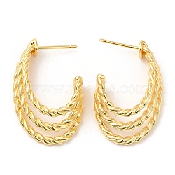 Rack Plating Brass Ear Studs, for Women, Lead Free & Cadmium Free, Long-Lasting Plated, Real 18K Gold Plated, 29x9mm(EJEW-Q770-16G)