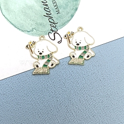 Alloy Enamel Pendants, Golden, Magic Dog Charm, Green, 28x23mm(PW-WG65224-02)