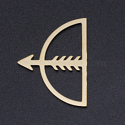 201 Stainless Steel Filigree Joiners, Laser Cut, Bow and Arrow, Golden, 31.5x23.5x1mm(STAS-S105-T928-2)