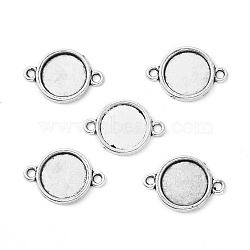 Tibetan Style Alloy Cabochon Connector Settings, Cadmium Free & Lead Free, Plain Edge Bezel Cups, Flat Round, Antique Silver, Tray: 12mm, 21x15x2mm, Hole: 2mm(X-TIBE-M022-10AS)