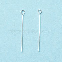 Brass Eye Pin, Cadmium Free & Lead Free, Silver, 30~30.5x3x0.5mm, 24 Gauge, Hole: 1.6mm(KK-WH0058-01D-S)