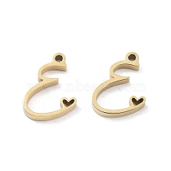 304 Stainless Steel Charms, Laser Cut, Real 14K Gold Plated, Letter E, 10x8x1.5mm, Hole: 1mm(X-STAS-M327-02G-E)