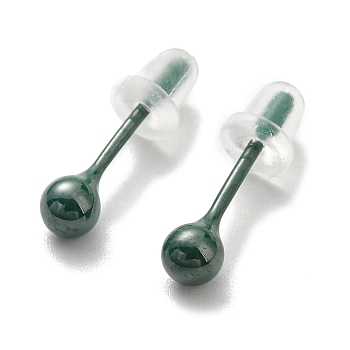 Hypoallergenic Bioceramics Zirconia Ceramic Round Ball Stud Earrings, Stud Post Earrings, Teal, 4mm