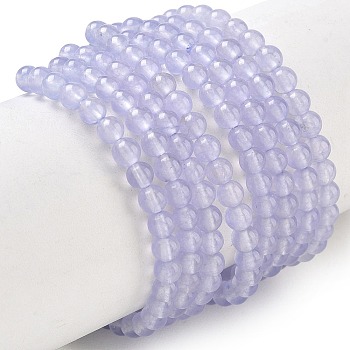 Dyed Natural White Jade Beads Strands, Smooth Round, Lilac, 4~5mm, Hole: 1mm, about 88~90pcs/strand, 14.96''(38cm)