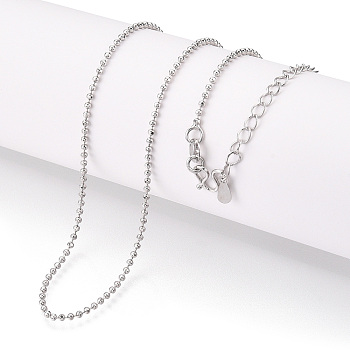 Brass Ball Chain Necklaces, with M Clasps, Real Platinum Plated, 17.32x0.06 inch(440x1.5mm)