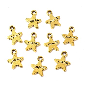 Tibetan Style Alloy Charms, Star, Christmas, Antique Golden, Lead Free & Cadmium Free, 15x12x2mm, Hole: 2mm