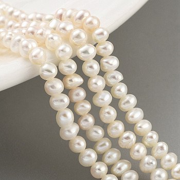 Natural Cultured Freshwater Pearl Beads Strands, Potato, Antique White, 3.2~3.6mm, Hole: 0.5mm, about 63~70pcs/strand, 7.68~7.87 inch(19.5~20cm)