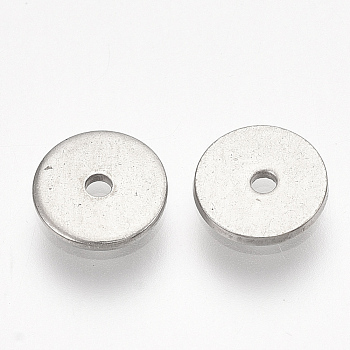 304 Stainless Steel Spacer Beads, Flat Round/Disc, Stainless Steel Color, 6x0.7mm, Hole: 1mm