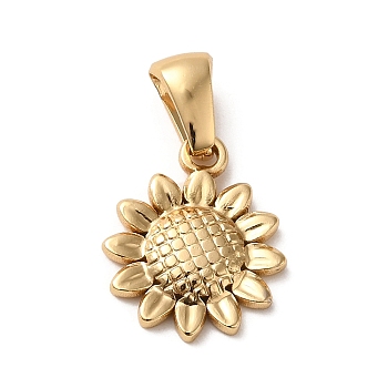 304 Stainless Steel Sunflower Charms, Golden, 15x12x2mm, Hole: 6x3mm