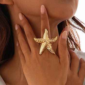 Starfish Alloy Adjustable Rings for Women, Light Gold, US Size 8 1/2(18.5mm)