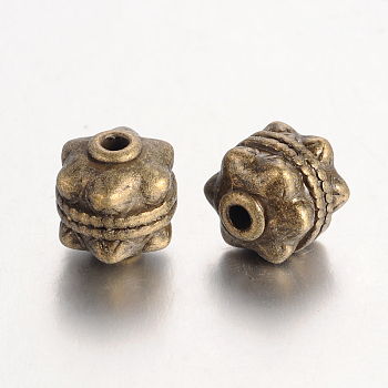 Tibetan Style Alloy Beads, Cadmium Free & Nickel Free & Lead Free, Round, Antique Bronze, 10x10mm, Hole: 2mm.
