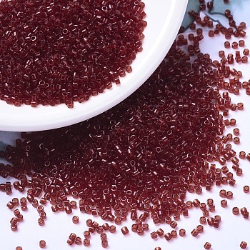 MIYUKI Delica Beads, Cylinder, Japanese Seed Beads, 11/0, (DB1102) Transparent Dark Cranberry, 1.3x1.6mm, Hole: 0.8mm, about 2000pcs/bottle, 10g/bottle