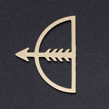 201 Stainless Steel Filigree Joiners, Laser Cut, Bow and Arrow, Golden, 31.5x23.5x1mm