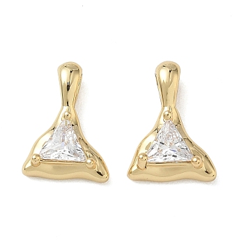 Brass Micro Pave Clear Cubic Zirconia Pendants, Triangle Charms, Real 18K Gold Plated, 13.5x9.5x5mm, Hole: 3x1.5mm