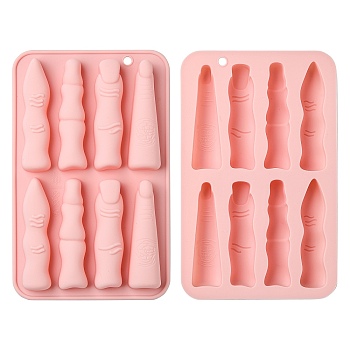 2Pcs Finger Shape Silicone Molds for DIY Craft, Pink, 18.3x11.4x1.9cm