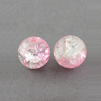 Spray Painted Crackle Glass Beads Strands, Round, Pink, 4mm, Hole: 1.1~1.3mm, 31.4 inch