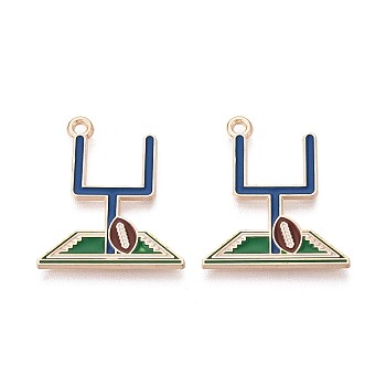 Alloy Enamel Pendants, Rugby Charms, Golden, Dark Khaki, 24.5x21.5x1mm, Hole: 1.6mm