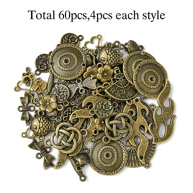 60Pcs 15 Styles Tibetan Style Alloy Connector Charms(FIND-YW0005-19)-2