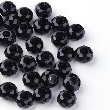 14mm Black Rondelle Glass Beads
