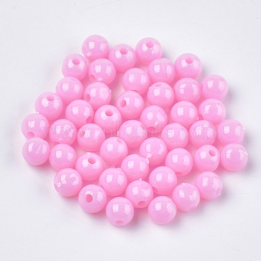 6mm Pink Round Plastic Beads