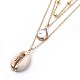 Cowrie Shell and Plated Natural Baroque Pearl Keshi Pearl Tiered Necklaces(NJEW-JN02389)-2