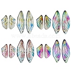 4 Bags 4 Colors Epoxy Resin Pendants, Butterfly's Wing Charm, with Gold Foil & Glitter Powder, Mixed Color, 49x16.5x2~3mm, Hole: 1mm, Small Wings: 29x13x2.5~3mm, 1bag/color(RESI-YW0005-36)