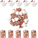 10Pcs 2 Styles Opaque Resin Pendants, with Platinum Plated Iron Loops, Egg & 3D Chick Charms, Mixed Color, 19~25.5x15.5~23x8.5~13mm, Hole: 1.6~1.8mm, 5pcs/style(RESI-YW0005-11)