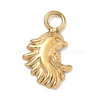 304 Stainless Steel Charms, Animal Charms, Golden, Phenix, 9x5.5x1mm, Hole: 1.5mm(SA-CBAF41E-01B-G)