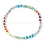 Bohemian Style Chakra Faceted Natural Aquamarine & Amethyst & Green Aventurine & Garnet & Apatite & Olive Quartz & Carnelian Bead Stretch Bracelets for Women, Inner Diameter: 6-1/2 inch(16.5cm)(GF7907)