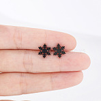 Christmas Snowflake 304 Stainless Steel Stud Earrings, Black, 10x9mm(FS-WG2939F-03)