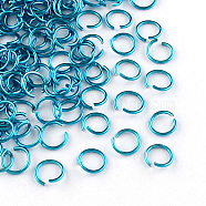 Aluminum Wire Open Jump Rings, Deep Sky Blue, 20 Gauge, 6x0.8mm, Inner Diameter: 5mm, about 2150pcs/50g(X-ALUM-R005-0.8x6-16)