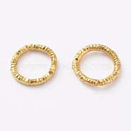 Iron Textured Jump Rings, Soldered Jump Rings, Closed Jump Rings, for Jewelry Making, Golden, 18 Gauge, 7.5~8.5x1mm, Inner Diameter: 5.5mm(X-IFIN-D086-01-G)