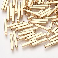 Brass Bar Pendants, Rectangle, Real 18K Gold Plated, 15x2x2mm, Hole: 0.8mm(X-KK-S348-384A)