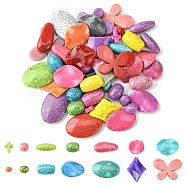 65Pcs 13 Style Crackle Opaque Acrylic Beads, Imitation Turquoise, Mixed Shapes, Butterfly/Rhombus/Cross, Mixed Color, 13~42x8~45x4.5~16mm, Hole: 1.6~6mm, 5pcs/style(OACR-YW0001-64B)