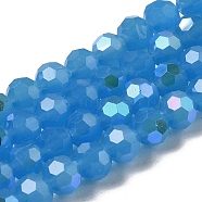 Imitation Jade Glass Beads Strands, Faceted, Round, Steel Blue, 6x5.5mm, Hole: 0.9mm, about 94~97pcs/strand, 21.06~21.18''(53.5~53.8cm)(EGLA-A035-J6mm-L07)