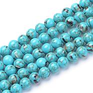 Assembled Synthetic Turquoise and Shell Beads Strands, Dyed, Round, Light Sky Blue, 4mm, Hole: 0.5mm, about 95pcs/strand, 15.7 inch(G-S212-4mm-03)