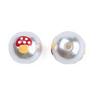 ABS Plastic Imitation Pearl Beads, with Enamel, Round with Mushroom, Dark Red, 12x11.5mm, Hole: 2mm(KY-N015-137)